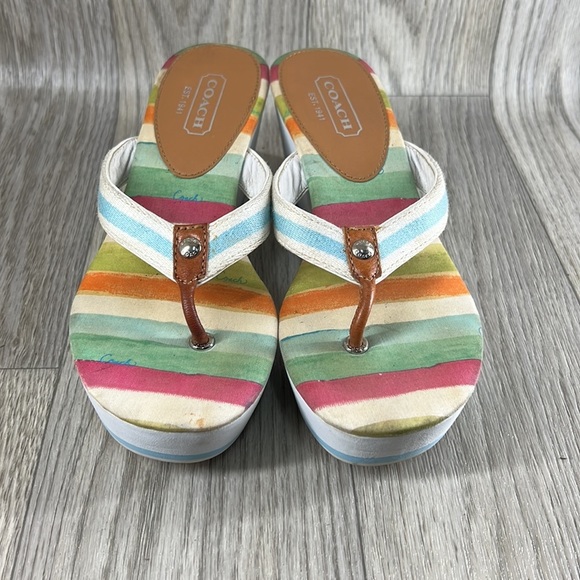Coach Multi Color Felicite Sandals Wedges - Picture 2 of 12